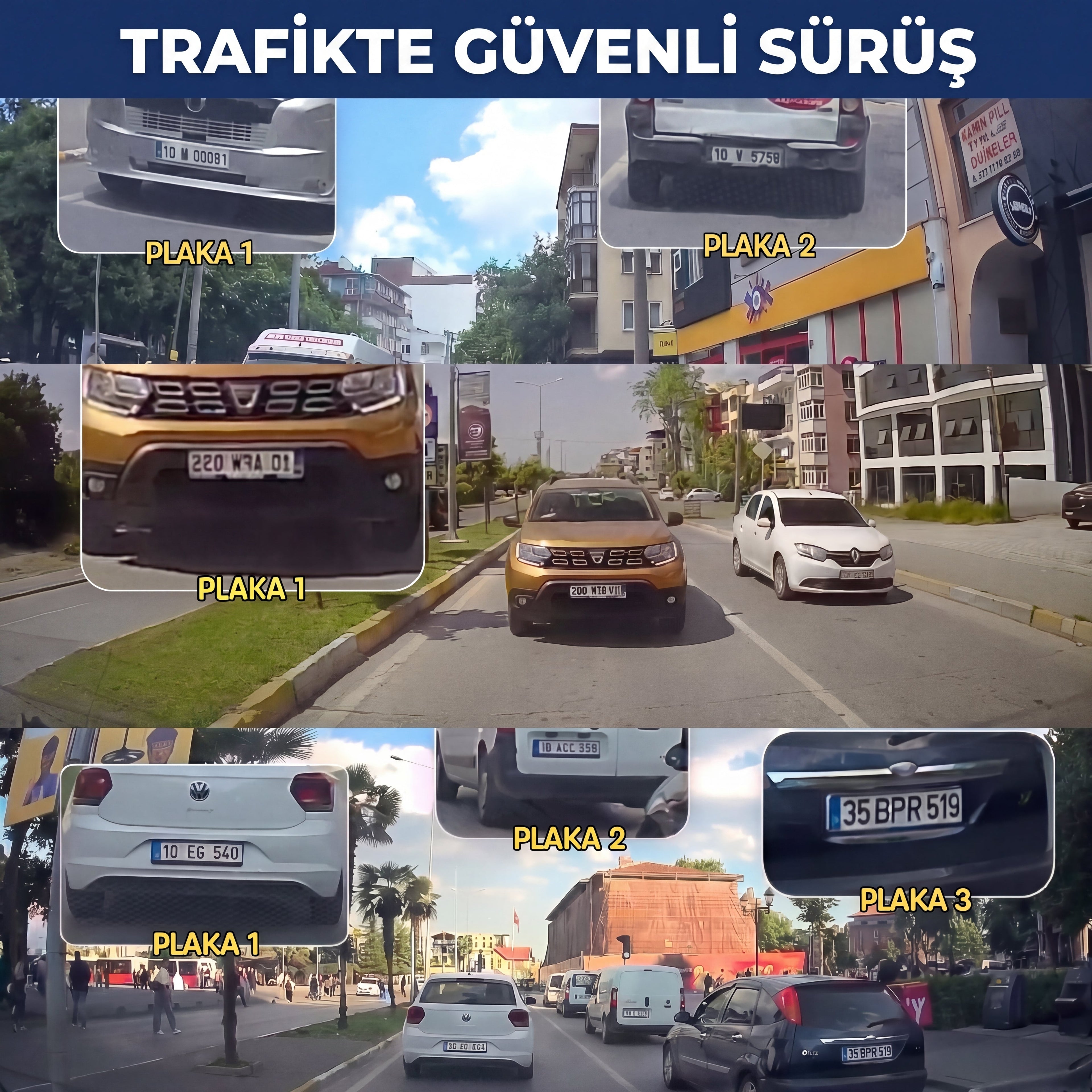 Her Araca Uyumlu 3 Kameralı Araç Kamerası
